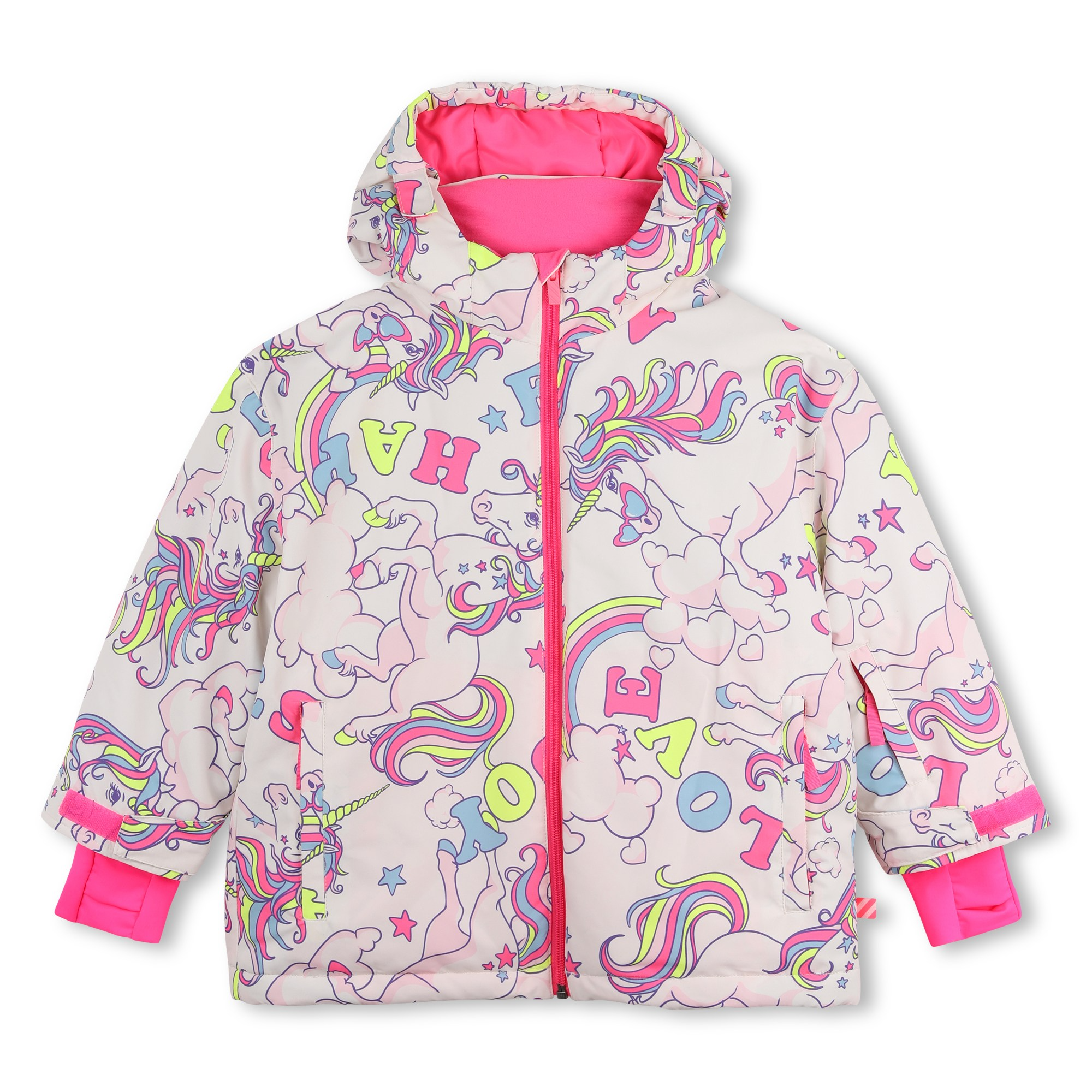 Pink Unicorn & Rainbow Graphic Print Ski Jacket
