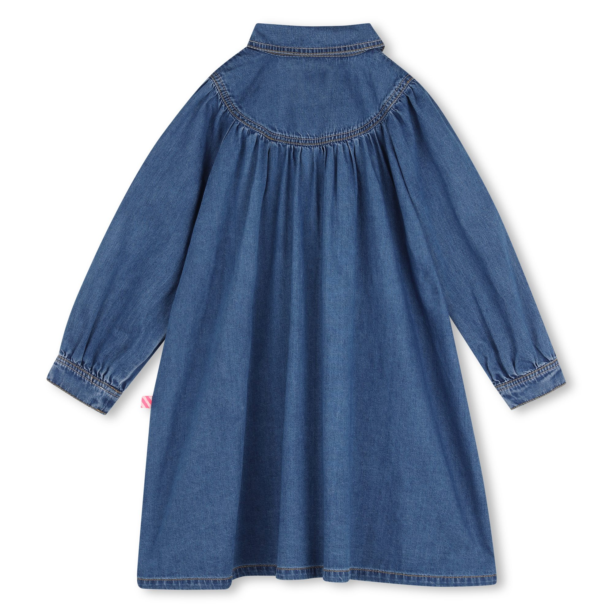 Blue Chambray A-Line Dress with Jewel Ornaments - Image 2