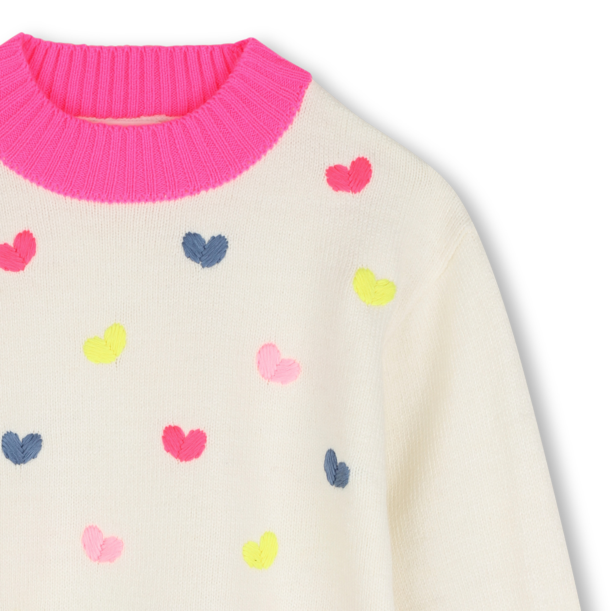 Girls Cream Knit Sweater with Colorful Hearts - Image 3