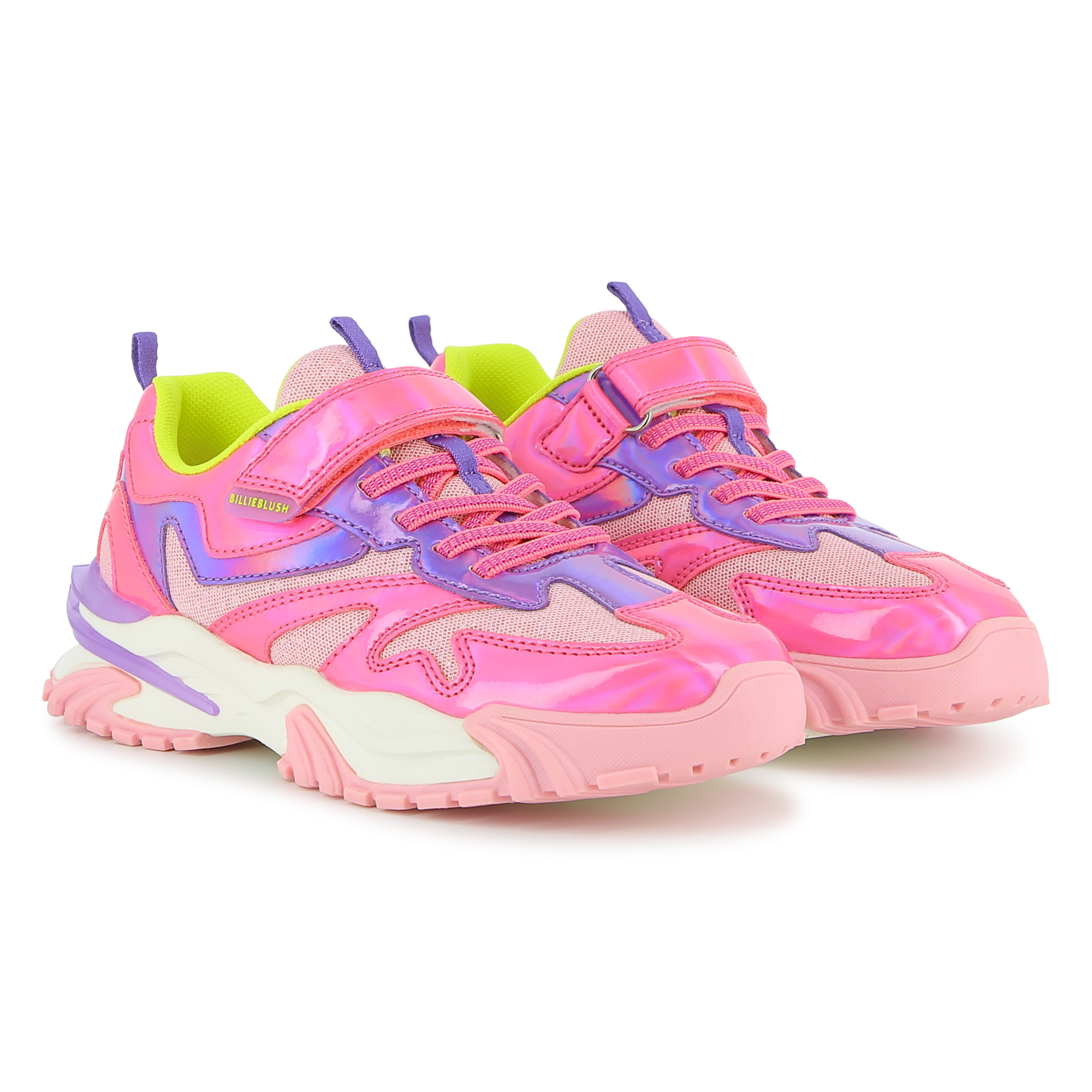 Girls Pink & Purple Metallic Chunky Trainers