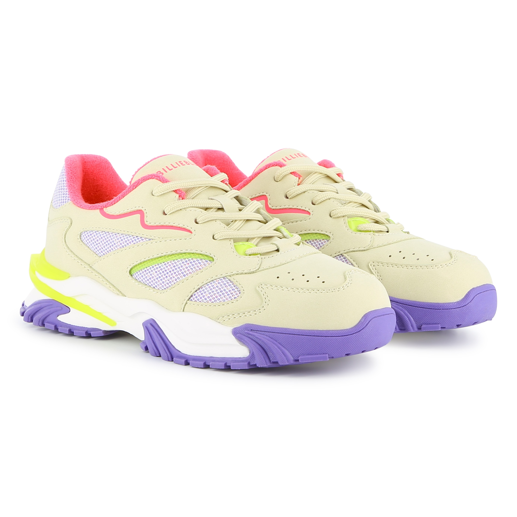 Beige, Pink & Purple Chunky Trainers