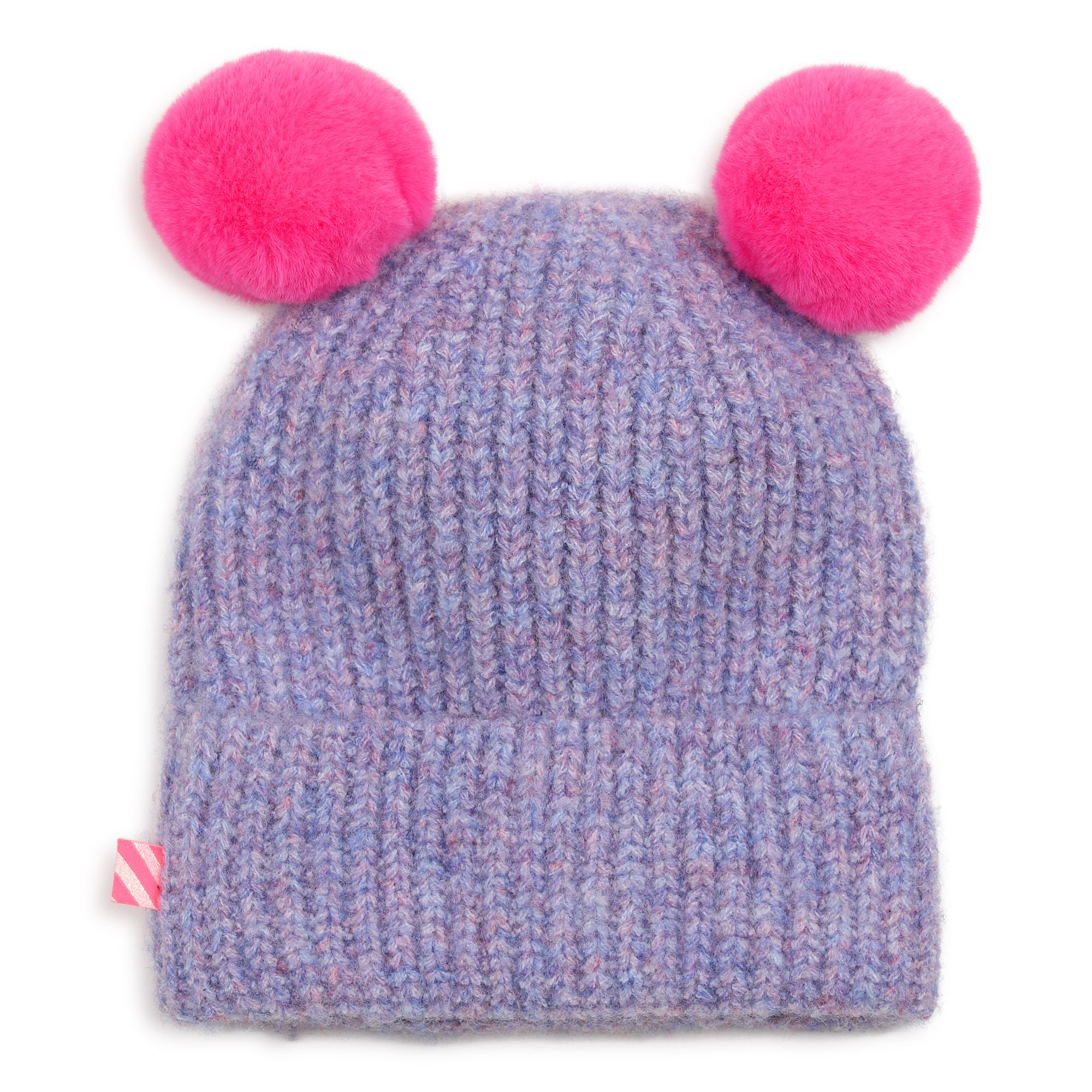 Purple Knit Double Pom-Pom Beanie Hat - Image 2