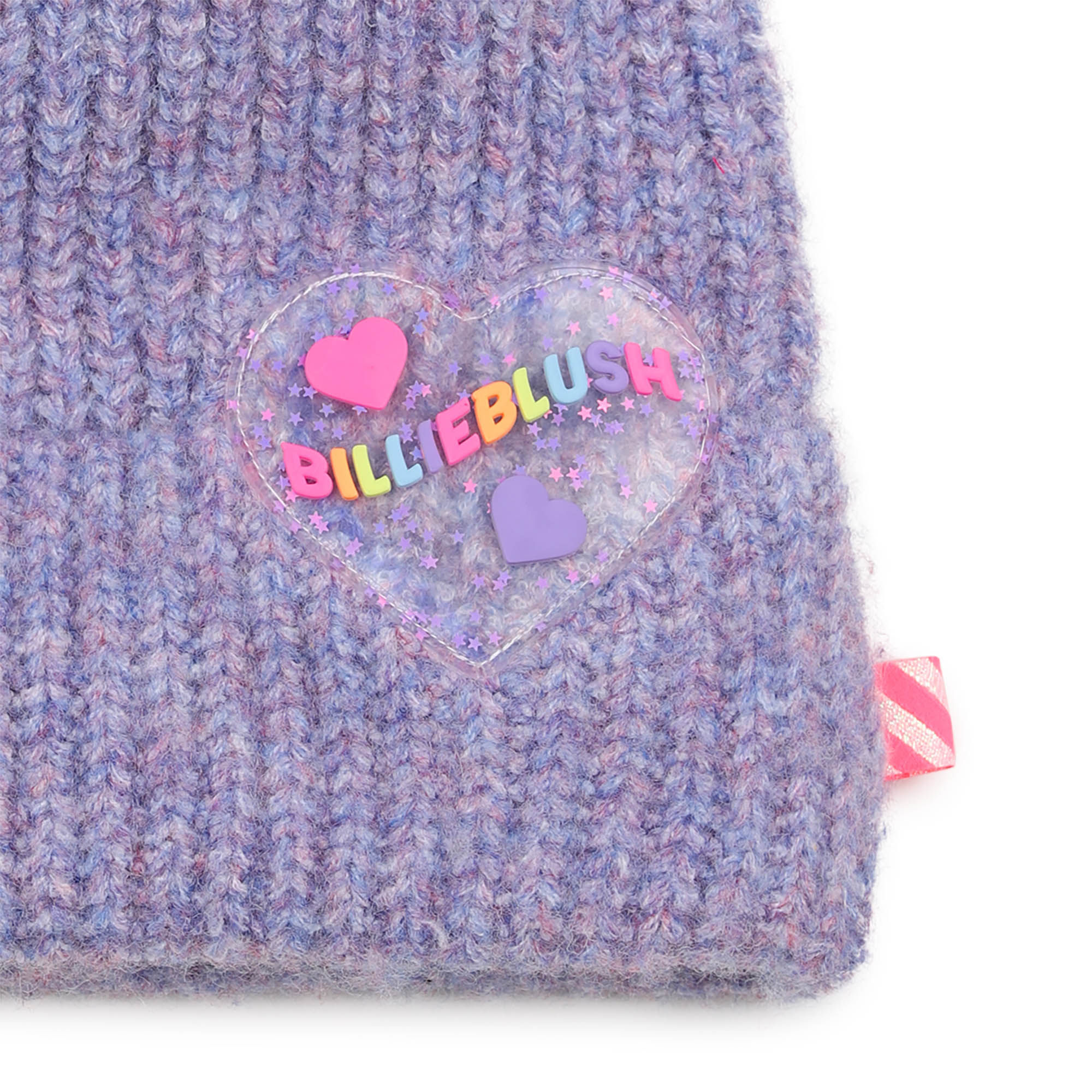 Purple Knit Double Pom-Pom Beanie Hat - Image 3