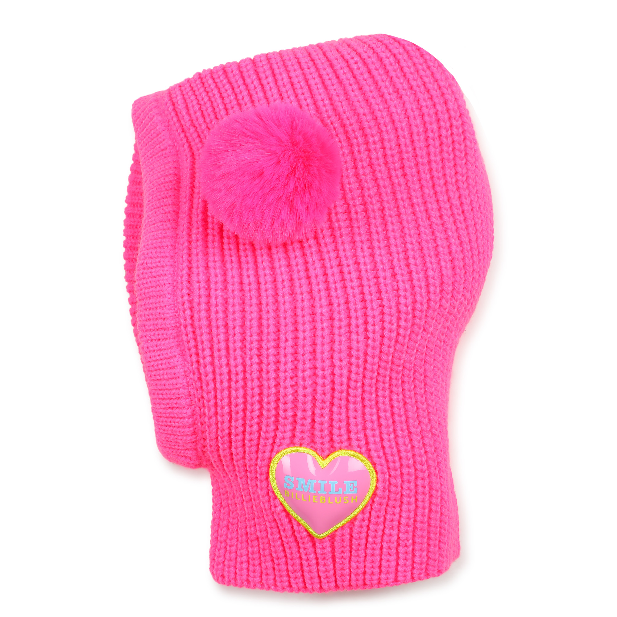 Neon Pink Ribbed Knit Balaclava Hat