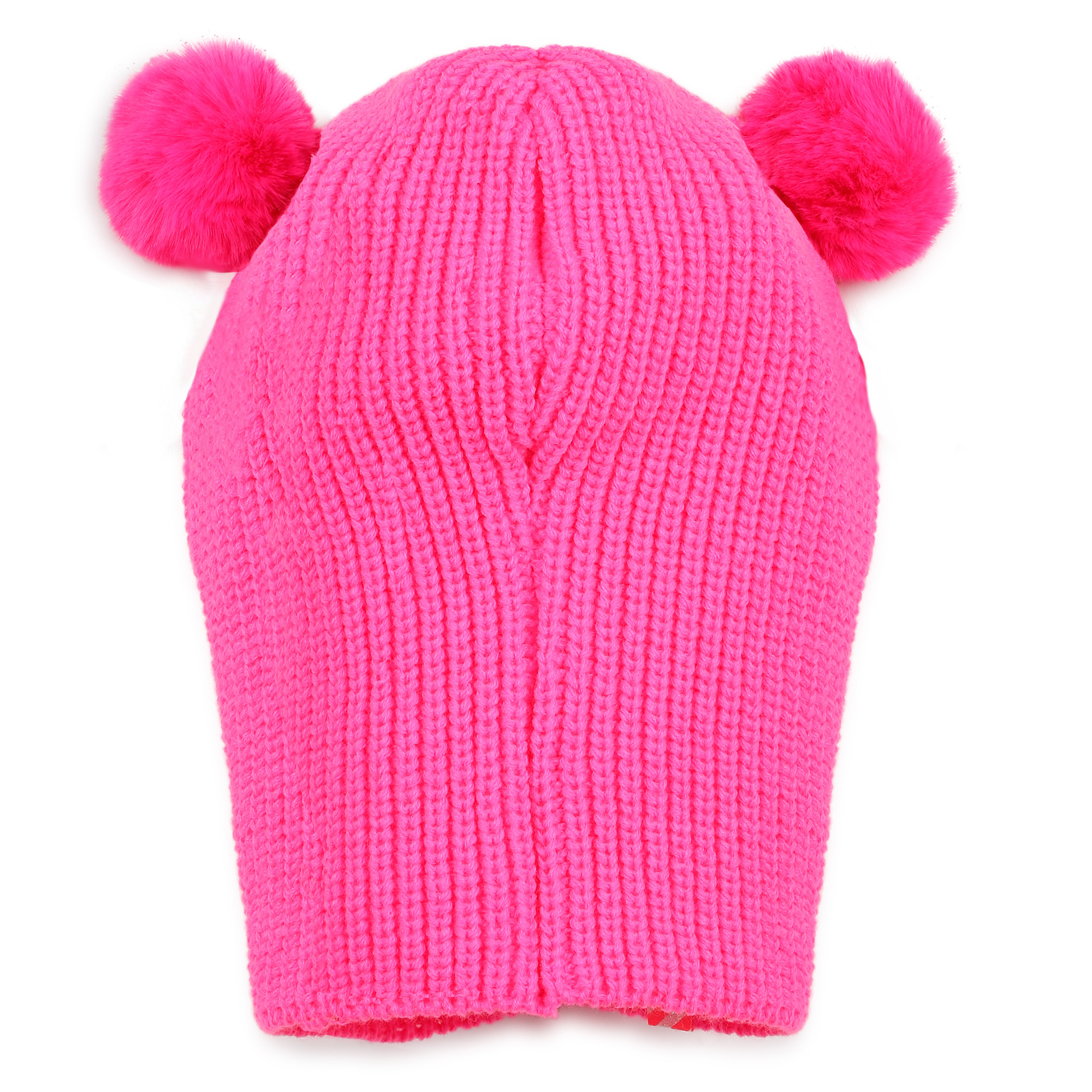 Neon Pink Ribbed Knit Balaclava Hat - Image 2