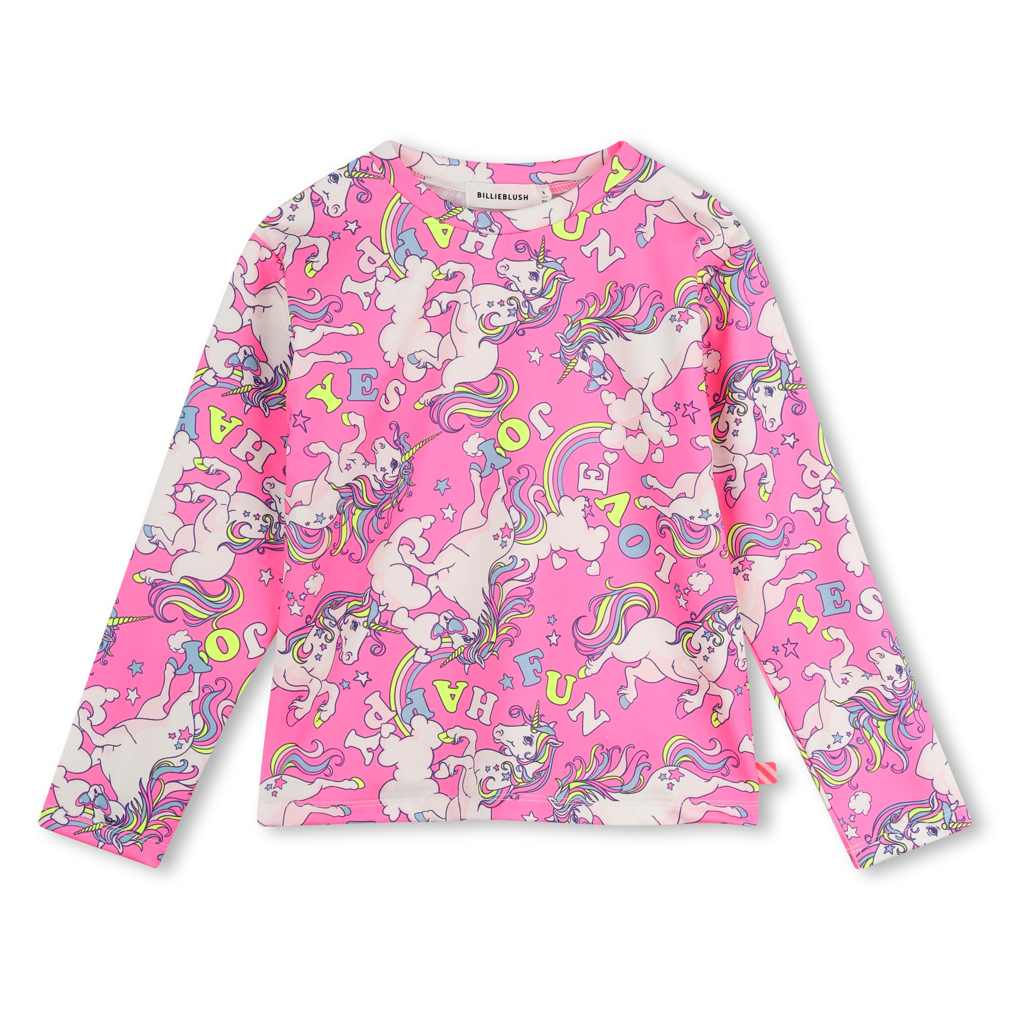 Pink Unicorn & Rainbow Long-Sleeved Top