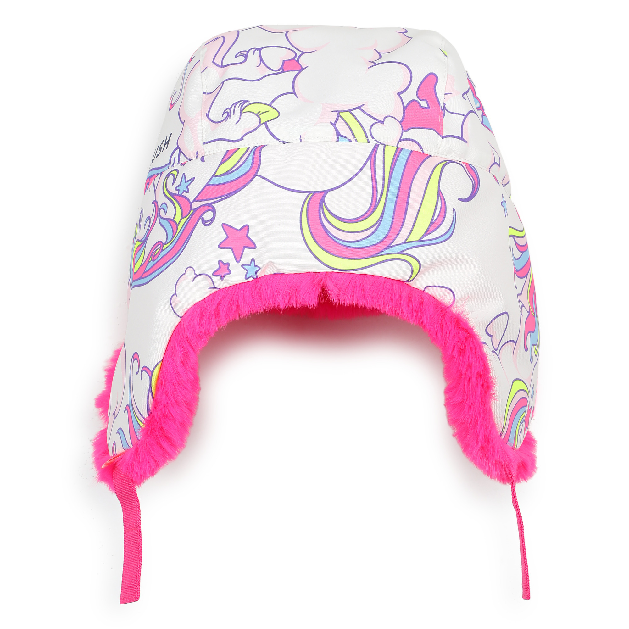 White & Pink Trapper Hat with Unicorn Print - Image 2