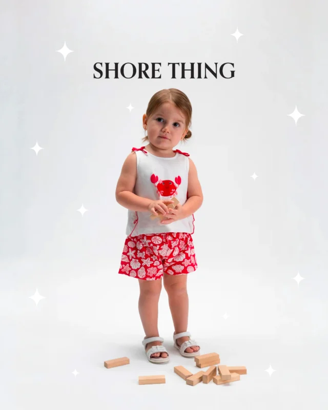 That look says it all. 🦀🌊
The Mayoral Printed Shorts Set: smiling crab tank, sea life shorts, 100% cotton and the sweetest red bows. This little one is more than ready for summer. ☀️

#MiSuenosKids #Mayoral #NewIn #GirlsStyle #SummerBaby #BeachOutfit #KidsOutfit
