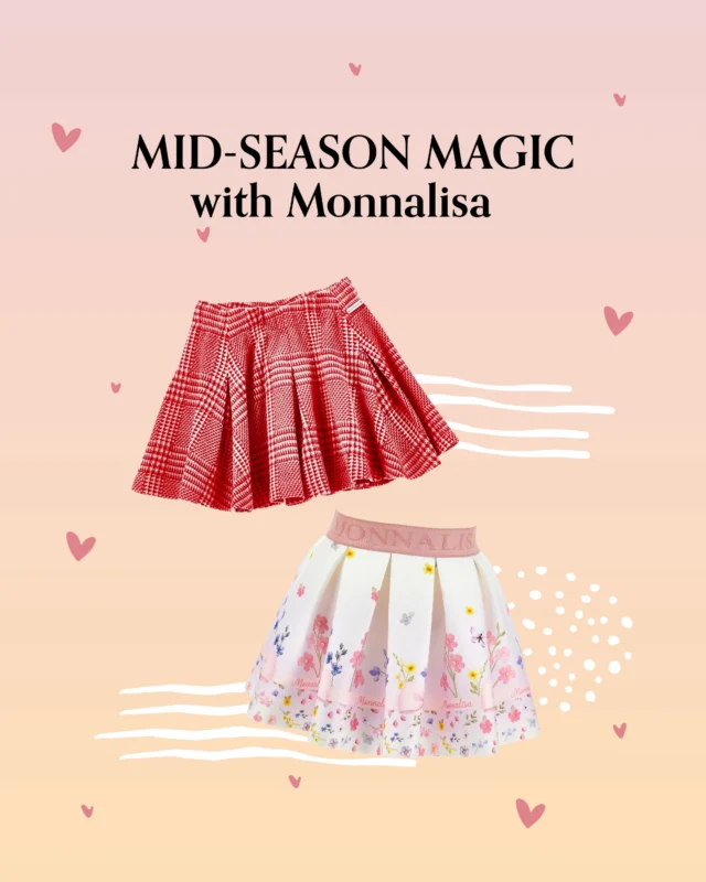 Monnalisa delivers pure mid-season versatility with the Ruffled Skirt with Flowers and the Prince of Wales Miniskirt. Wear them now with a simple white cotton tee, then transition smoothly into autumn with cosy knitted tights and a soft cardigan. 🍂 One statement piece, ready for every temperature change! 🌸 

#MiSueñosKids #Monnalisa #KidsFashion #ChildrensStyle #KidsStyle #AutumnTransition #UKKidsStore
